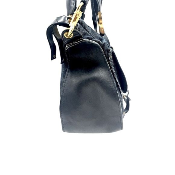 Auth Chloe Dark Blue Denim & Leather Medium Marcie Double Satchel Preloved - Picture 6 of 15